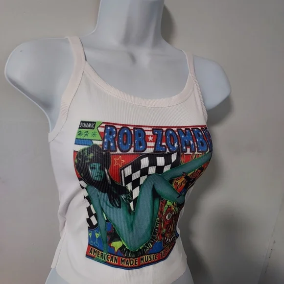 Rob Zombie hand cropped tank top ribbed rob zombie crop top zombie shirt - Picture 5 of 5